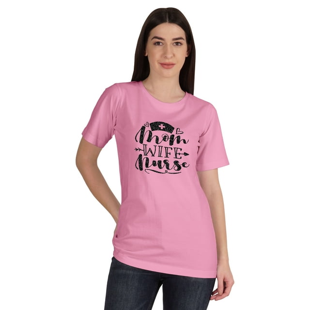 Inkmeso T-shirt Maman Épouse Infirmière Hauts pour Femmes T-shirt Graphique à Col Rond