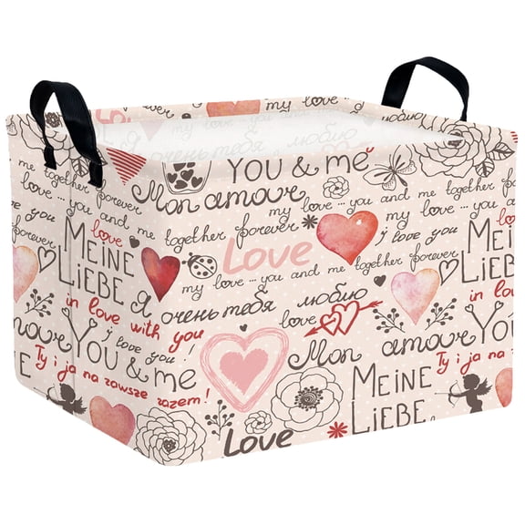 BOOHIT Valentines Day Basket Empty Heart Gifts Basket Kid Storage Bins Decor(My Love Yoy)