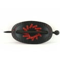 thumbnail image 3 of Pastel Oval Star Print Faux Leather with Wood Slide Stick Oval Hair Stick Barrette (Red), 3 of 3