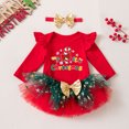 thumbnail image 5 of ZHOGXU Baby Girls Christmas Outfit Long Sleeve Candy Printed Top Bow Star Mesh Tutu Skirt Headband 3PCS Set For Kids,Red,12-18 Months, 5 of 9