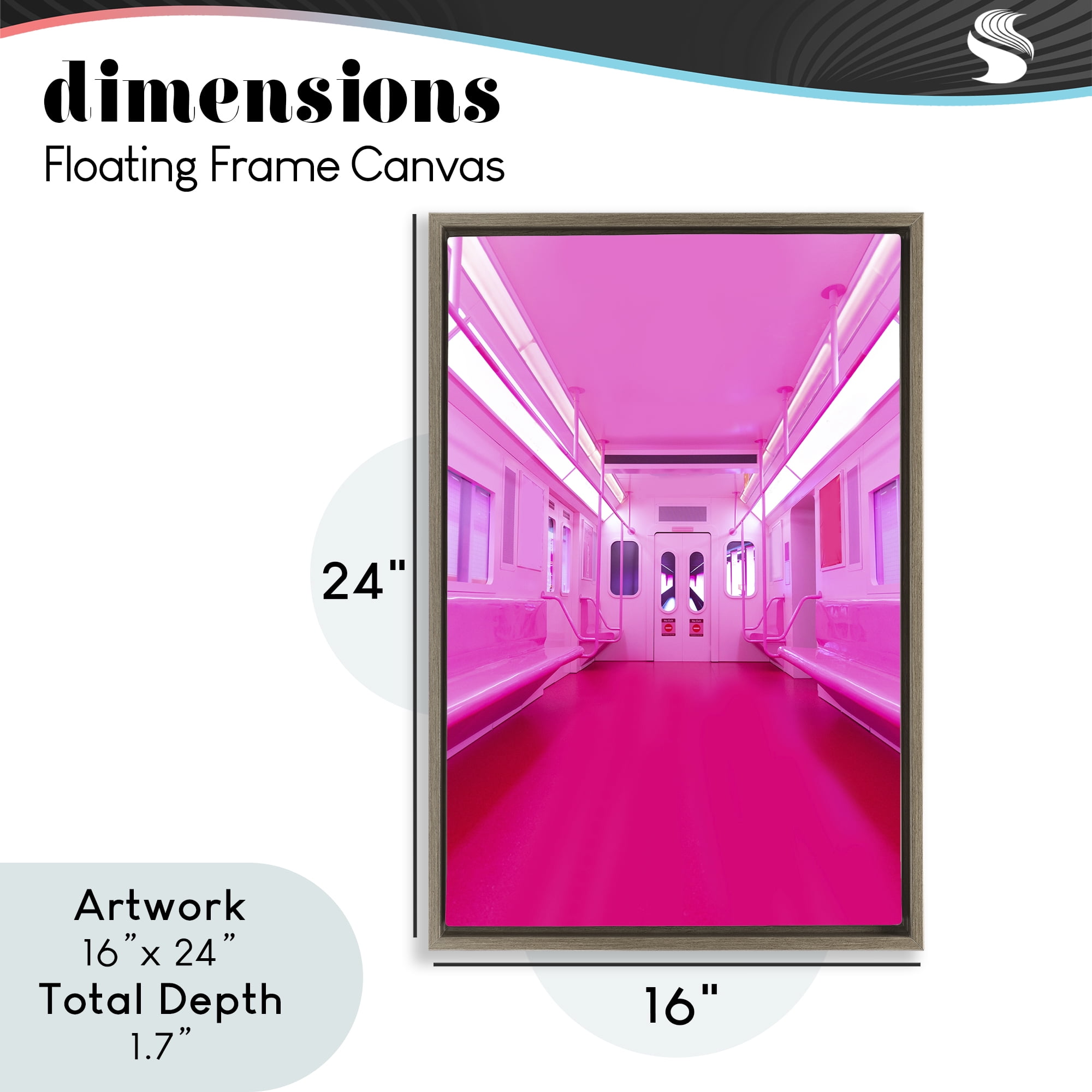 Futuristic Pink Tone Subway Brown Framed Floater Canvas Wall Art, design by LISH Creative