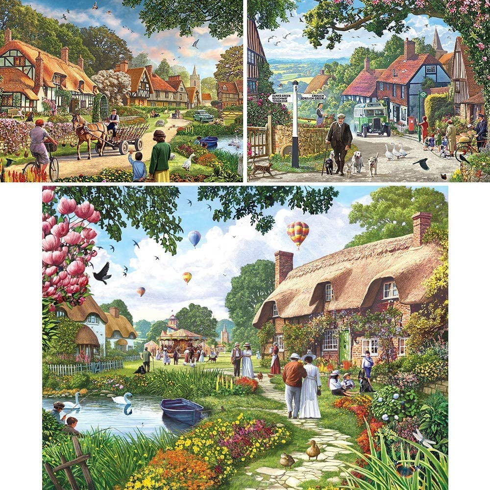 Bits and Pieces Set of 3 500 Pieces Jigsaw Puzzles for Adults Countryside by Steve Crisp 18" x 24"