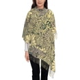 thumbnail image 1 of Women's Fashion Tassel Scarf, Yellow Floral Texture Long Shawl, Lightweight and Warm, 1 of 9