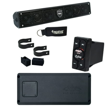 Wet Sounds STX-MICRO-4 Powersports Amp, Stealth-6-Core Soundbar & WW-BTVC Bluetooth Rocker Switch Receiver / Controller
