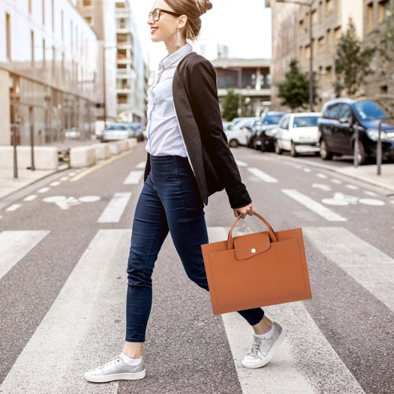IMIKEYA Lightweight Laptop and Tablet Computer Bag in Khaki PU Material for Everyday Use