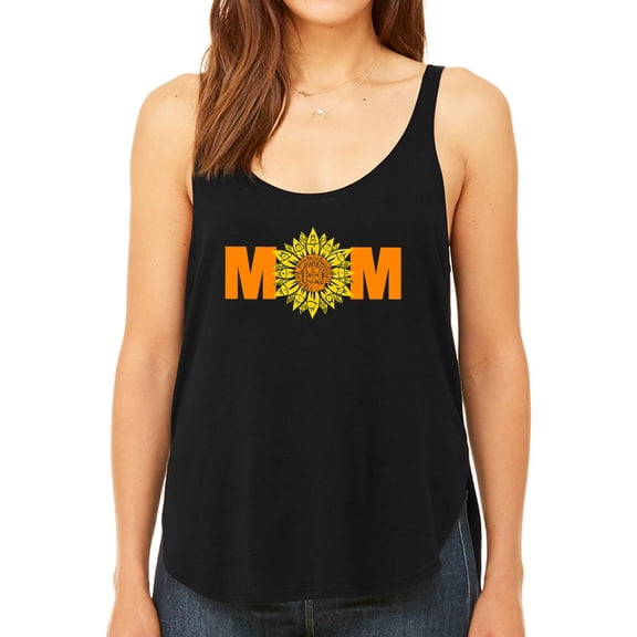 Women's Premium Word Art Flowy Tank Top - Mom Sunflower