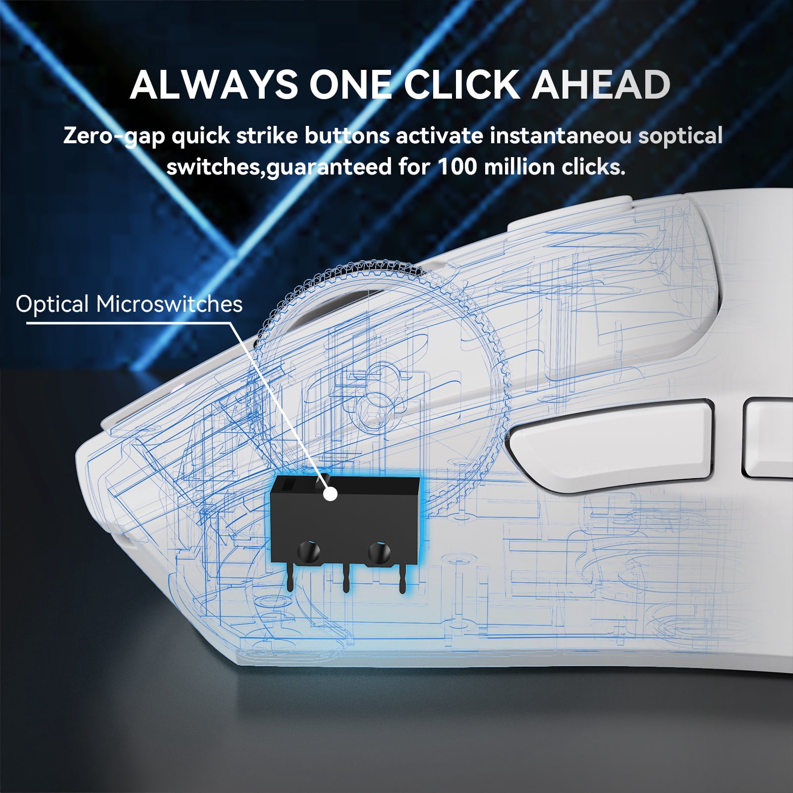 ATTACK SHARK X1 Gaming Mouse with Magnetic Charging Dock, PixArt PAW3395PRO Gaming Sensor, 40000DPI, BT/2.4G Wireless/Wired, 49g SUPERLIGHT Mouse, 100M Optical Microswitches for PC/Xbox/PS/Mac -White