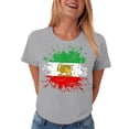 thumbnail image 4 of GEWSEY Women's Lion Sword Sun Iran Flag Crew Neck Short Sleeve Cotton T-Shirt (Light Gray, S), 4 of 6