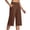 Brown, variant on ShomPort Wide Leg Capris For Women Elastic Waist Capri Sweatpants With Pocket Split Hem Lightweight Casual Work Cropped Trousers