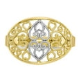 thumbnail image 5 of 10K Two-Tone Gold Ring Band Themed & Rhodium Filigree Heart, Size 6, 5 of 5