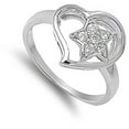 thumbnail image 4 of Clear Cubic Zirconia Heart Star Cutout Ring .925 Sterling Silver Band White Jewelry Female Size 10, 4 of 4