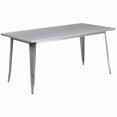 thumbnail image 2 of Flash Furniture Commercial Grade 31.5" x 63" Rectangular Silver Metal Indoor-Outdoor Table Set with 4 Arm Chairs, 2 of 2