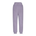 thumbnail image 6 of Byworldtasic Women's Pants Womens Solid Color Drawstring Furry Casual Warm Wide-leg Cuffed Warm Trousers, 6 of 8