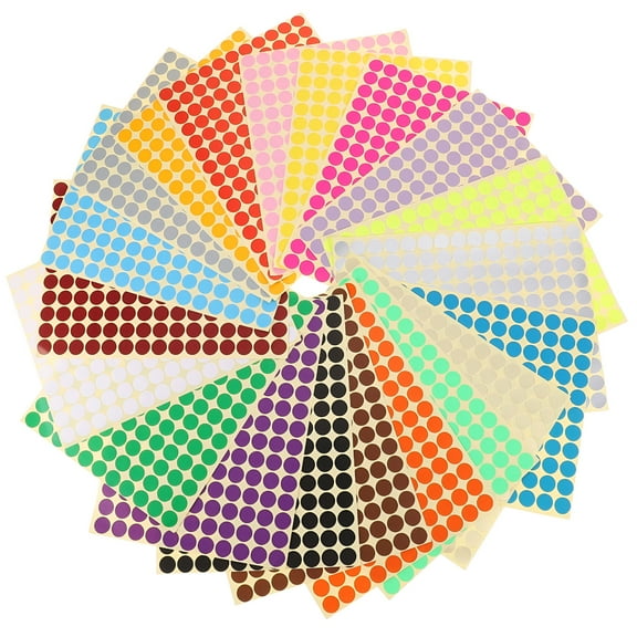 CCOCC 2026 New 20 Sheets of Colored Dot Stickers Round Color Coding Labels Classify Labels Adhesive Dot Labels for Office, School, Home, Crafts