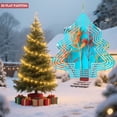 thumbnail image 3 of Vibrant Turquoise Metal Hanging Christmas Tree Wind Spinner with Intricate White Patterns & Autumn Leaves for Garden Decor, 3 of 7