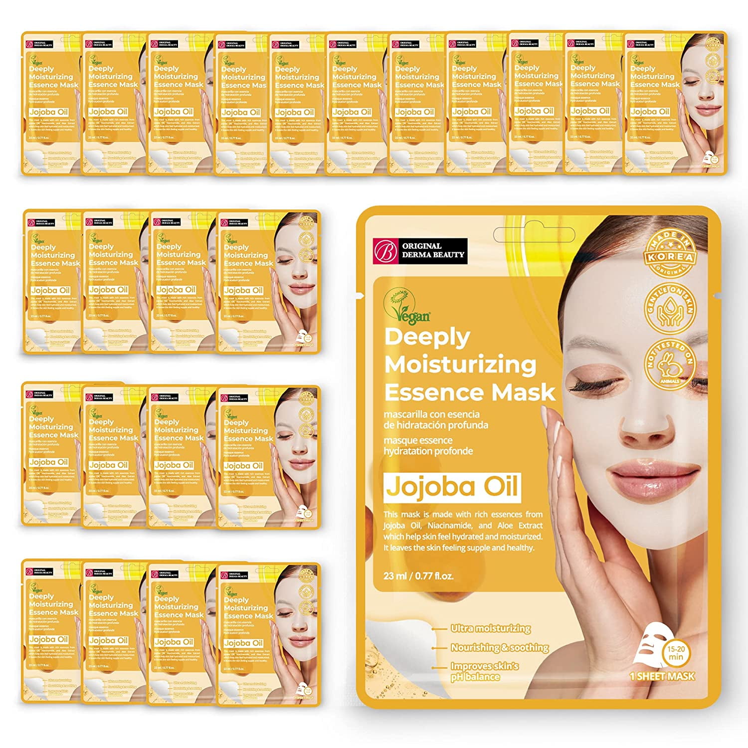 Original Derma Beauty 24 Pack Deep moisturizing Jojoba Oil Essecne Mask