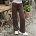 thumbnail image 7 of Women's High Waist Wide Leg Yoga Pants with Rhinestone Fold Over Waistband, Stretch Flared Lounge Trousers, Casual Palazzo Pants for Work & Daily Wear Coffee S, 7 of 7