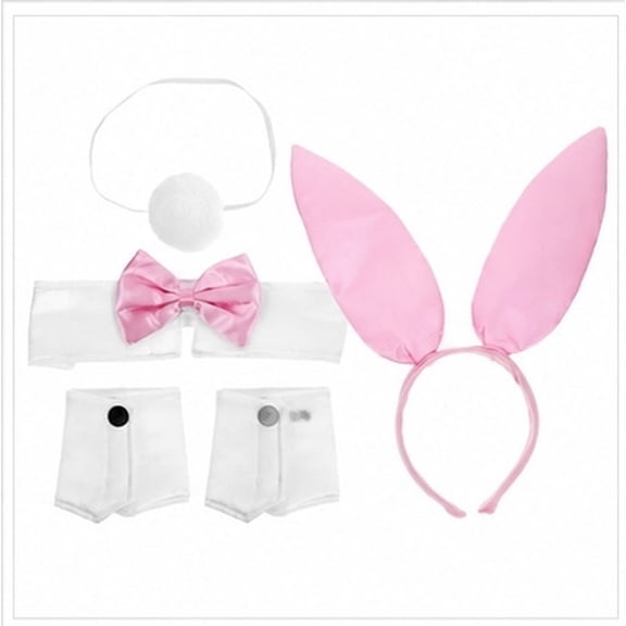 SWETRACE Cosplay Bunny Ear Headband Pink Satin Fabric Party Headdress 1Set