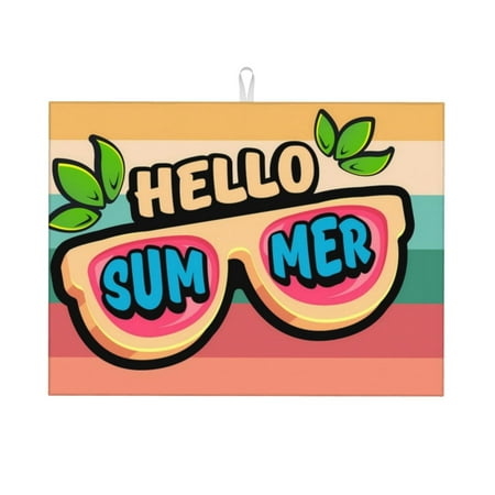 

Sigee Hello Summer for Dish Drying Mat for Kitchen Counter Premium Kitchen Drying Mat 18 x 24 Dish Drying Pad