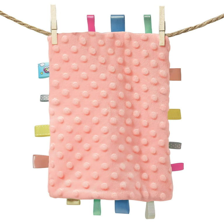 VONTER Baby Blanket Super Soft Minky with Double Layer Dotted Backing Baby Sense Taglet Security Baby Blanket Lovey with Tag Tag Toy Security Blanket
