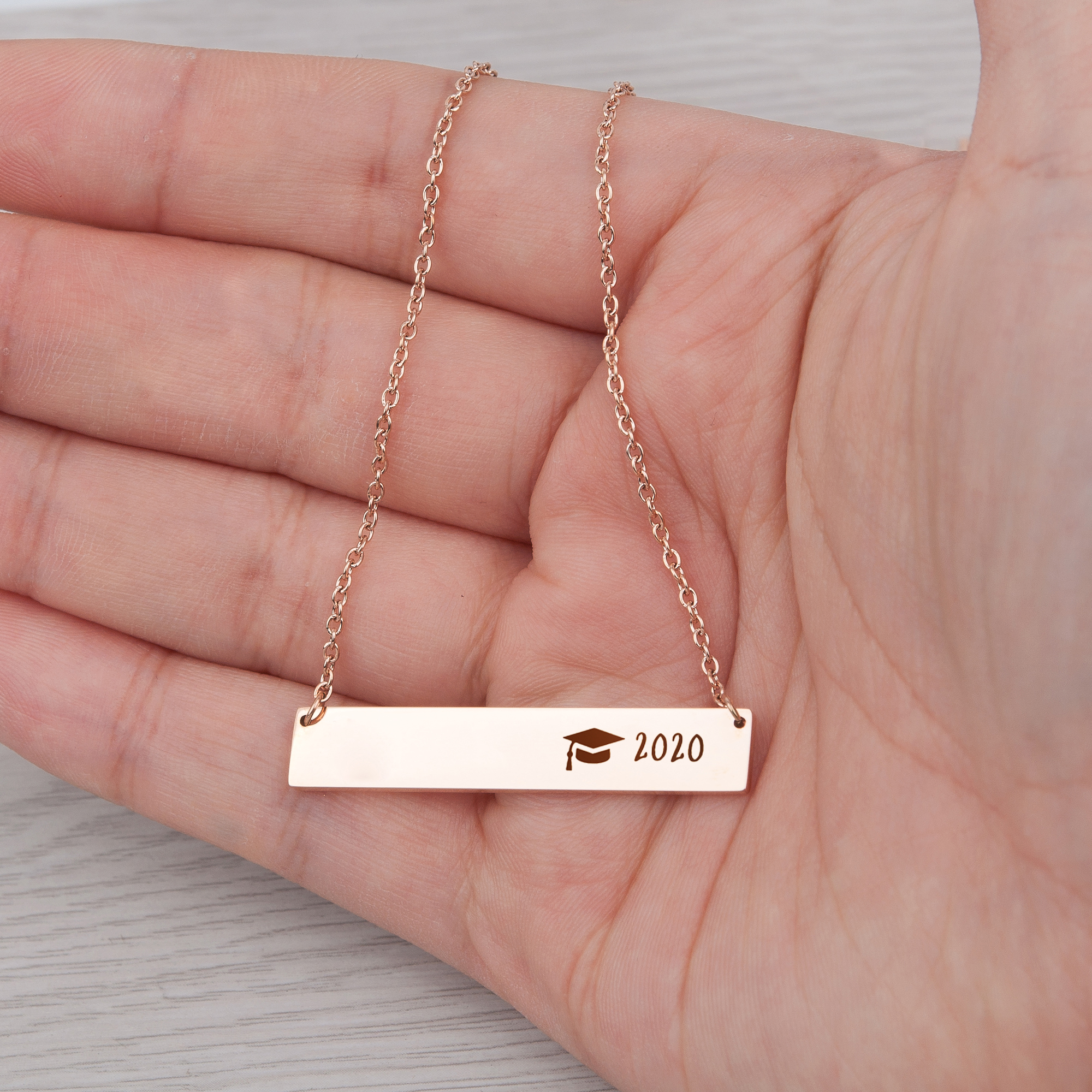 Anavia Graduation Gift for Her - 2021 College Graduation Gifts for Friend - Stainless Steel Bar Necklace - New Beginnings Graduation Gift for Daughter