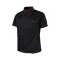 thumbnail image 2 of TISHITA Chef Jacket Short Sleeve Restaurant Kitchen Culinary School Uniform , Black, 3XL, 2 of 5