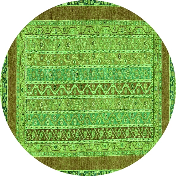 Ahgly Company Indoor Round Abstract Green Modern Area Rugs, 6' Round
