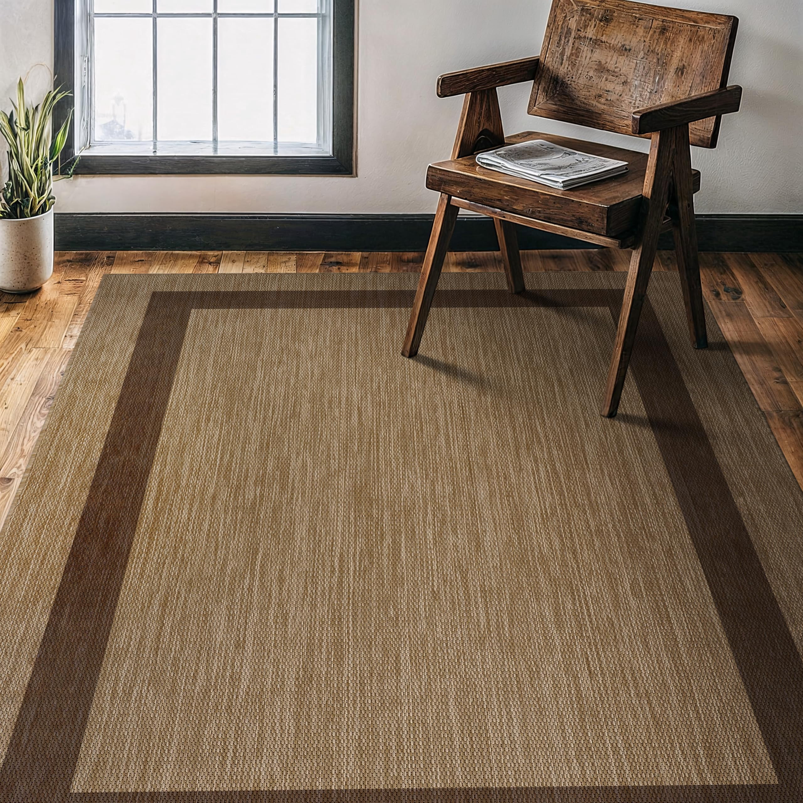Outdoor Rug 5x7 - Modern Outside Rugs For Patios Porches Waterproof Durable Washable Non-shedding  Easy-to-clean Indoor Area Carpet (5 X 7 Bordered Jute)