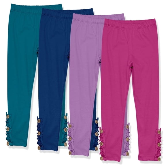 Millie Loves Lily Girls Solid Ruffle Legging Set with Button Accent, Big Girls, Size 8, 4PCS)