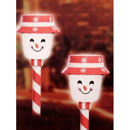 2 Solar LED Snowman Pathway Markers Lights