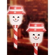 2 Solar LED Snowman Pathway Markers Lights