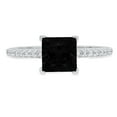 thumbnail image 2 of 1.62 ct Princess Cut Natural Onyx Solitaire with Accents Engagement Ring for Women in 18K White Gold, 2 of 2