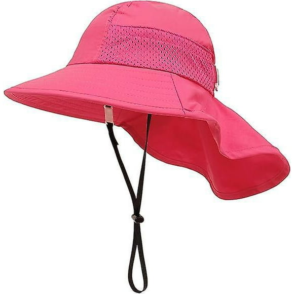 Dww-rose Rouge Bb Chapeau De Soleil Fille Garon Chapeau De Cou Protection Enfants Chapeaux De Seau Respirant Bb Fille Chapeau De Plage Chapeau D't Pou