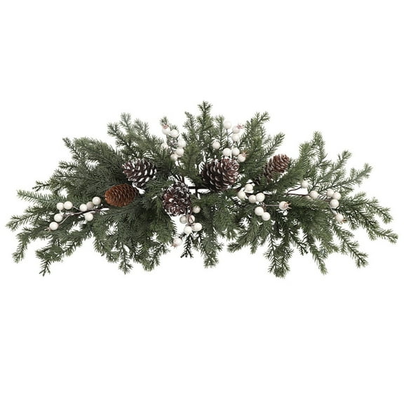 Clode Christmas Door Hanging Vine with Pinecones and Red Berries Christmas Wreath Christmas Window & Home Decoration Ornament Tropical Artificial Flowers