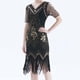 thumbnail image 4 of Vestido de Manga Corta para las Mujeres Sexy Cuello en V Lentejuelas Y Detalle Bornilla Color Sólido, Poliéster Elegante para Fiesta Y Vestir de Noche, 4 of 7