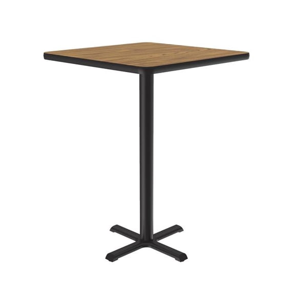 Correll SXB30S-06-98-06 30 in. X-Base High Pressure Laminate Cafe & Breakroom Table with Stamped Steel Base - Medium Oak - Square
