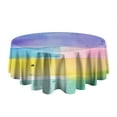 thumbnail image 5 of Colorful Watercolor Stripe Pattern Round Tablecloth 60"x60",Wrinkle Wipeable Table Cloth for Kitchen Dining Room Picnic Patio Party, 5 of 6