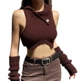 thumbnail image 1 of BEAFNKSG Women Turtleneck Cropped Sweater Vest Sleeveless Button Irregular Ribbed Crop Tops Knitwer, 1 of 7