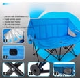 thumbnail image 4 of Loveseat Camping Chair for 2 Person, Oversized Double Camping Chair, Portable Folding Outdoor Camping Couch for Adults with Side Pockets and Cup Holder & Carry Bag - Supports 600LBS, Blue, 4 of 7