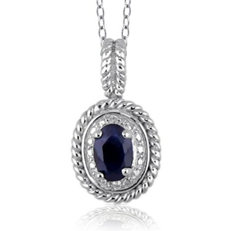 JewelersClub 0.67 Carat T.G.W. Sapphire Gemstone & Accent White Diamond Pendant