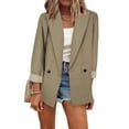 thumbnail image 2 of Jacenvly Fall Blazers for Women Lapels Long Sleeve Mid-Length Business Attire Button Pocket Solid Cardigan Coat Soft Comfort Fashion Dignified Slimming Blouse, 2 of 7