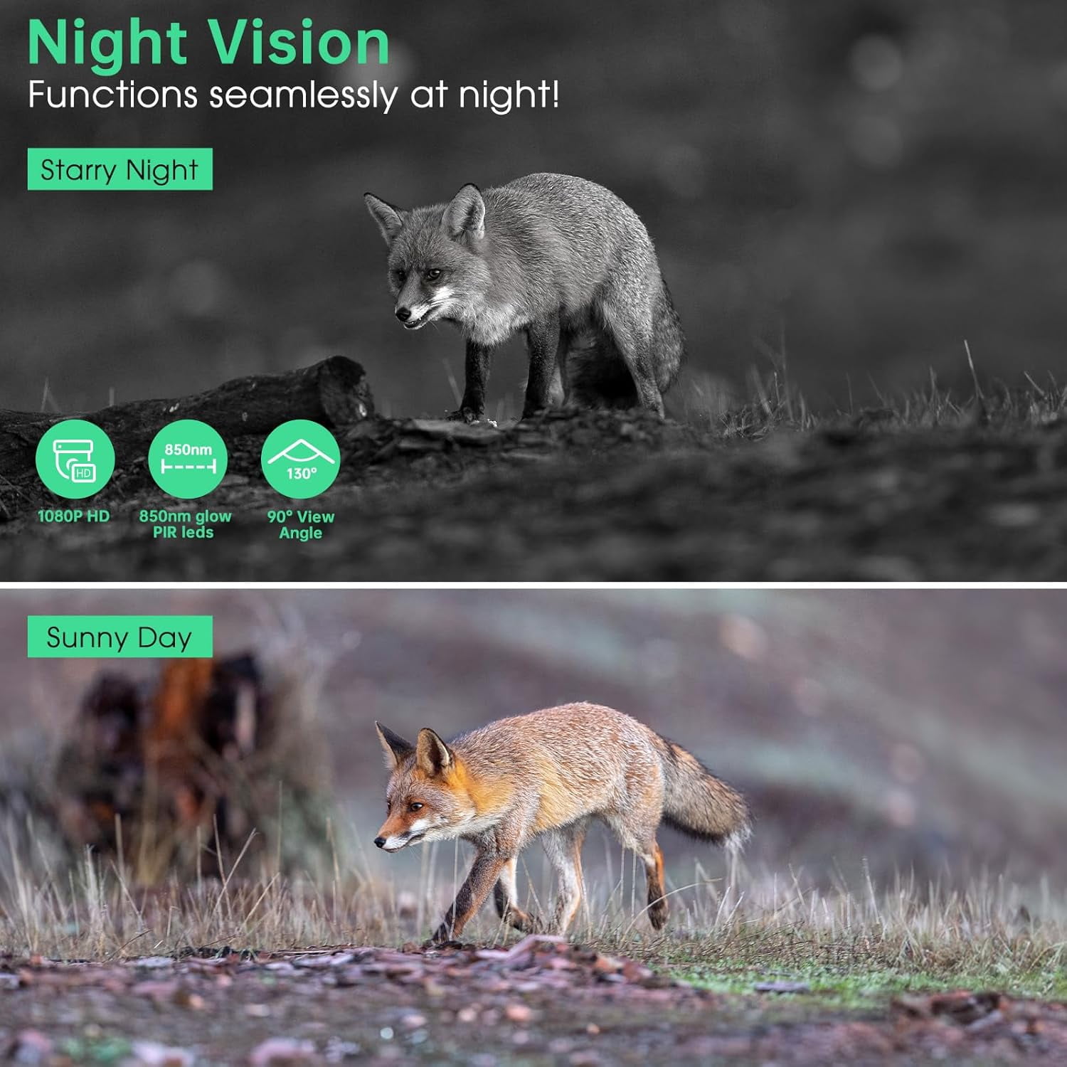 WiFi Trail Camera 4K 64MP Solar Game Camera with 5000mAh Battery, 64GB Memory Card, IP67 Waterproof Night Vision Trail Cam for Wildlife Monitoring with 2-Inch Screen