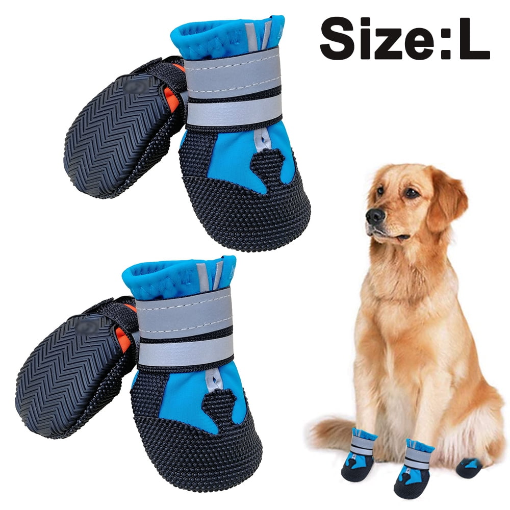 Dogs Breathable Pet Dogs Shoe,Rubber Outsole Non-Slip Waterproof with Reflective and Adjustable Straps Outdoor Dog Boots 4pcs 2# W:1.29*L:1.57 , Black&Orange
