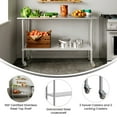 thumbnail image 3 of Flash Furniture Portable Prep and Work Table with NSF Certified 18 Gauge Stainless Steel Top Shelf, Galvanized Steel Undershelf and 4 Casters with 2 Locking, 3 of 9