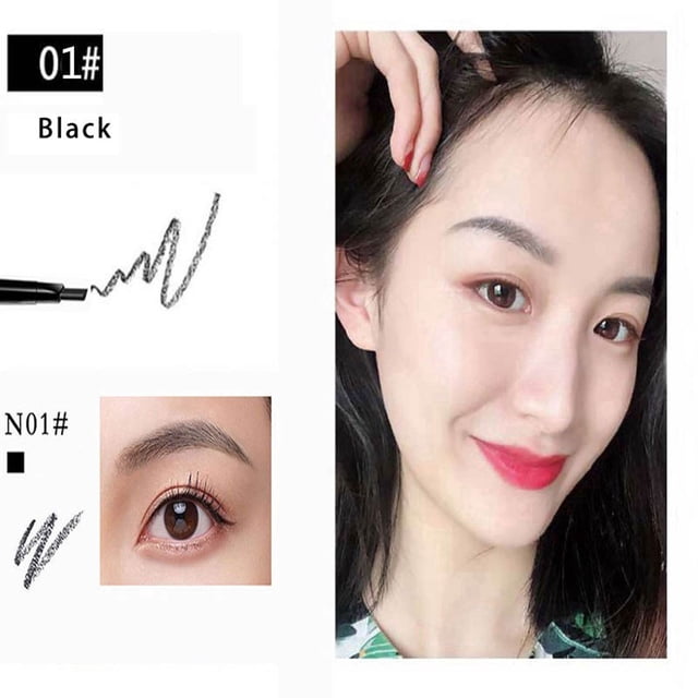 SIfdSeng Eyebrow Pencil Automatic Rotation Beginner Refill Waterproof Eyebrow Brush Long Black Eyeshadow Stick