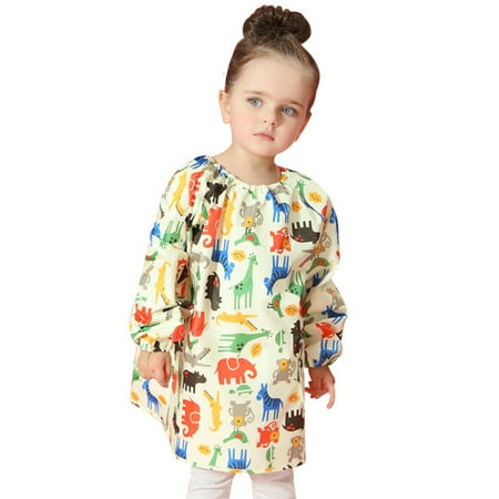 

YMH Baby Bib Shirt Eye-catching Waterproof Polyester Ultra-light Toddler Eating Painting Drawing Apron for Home