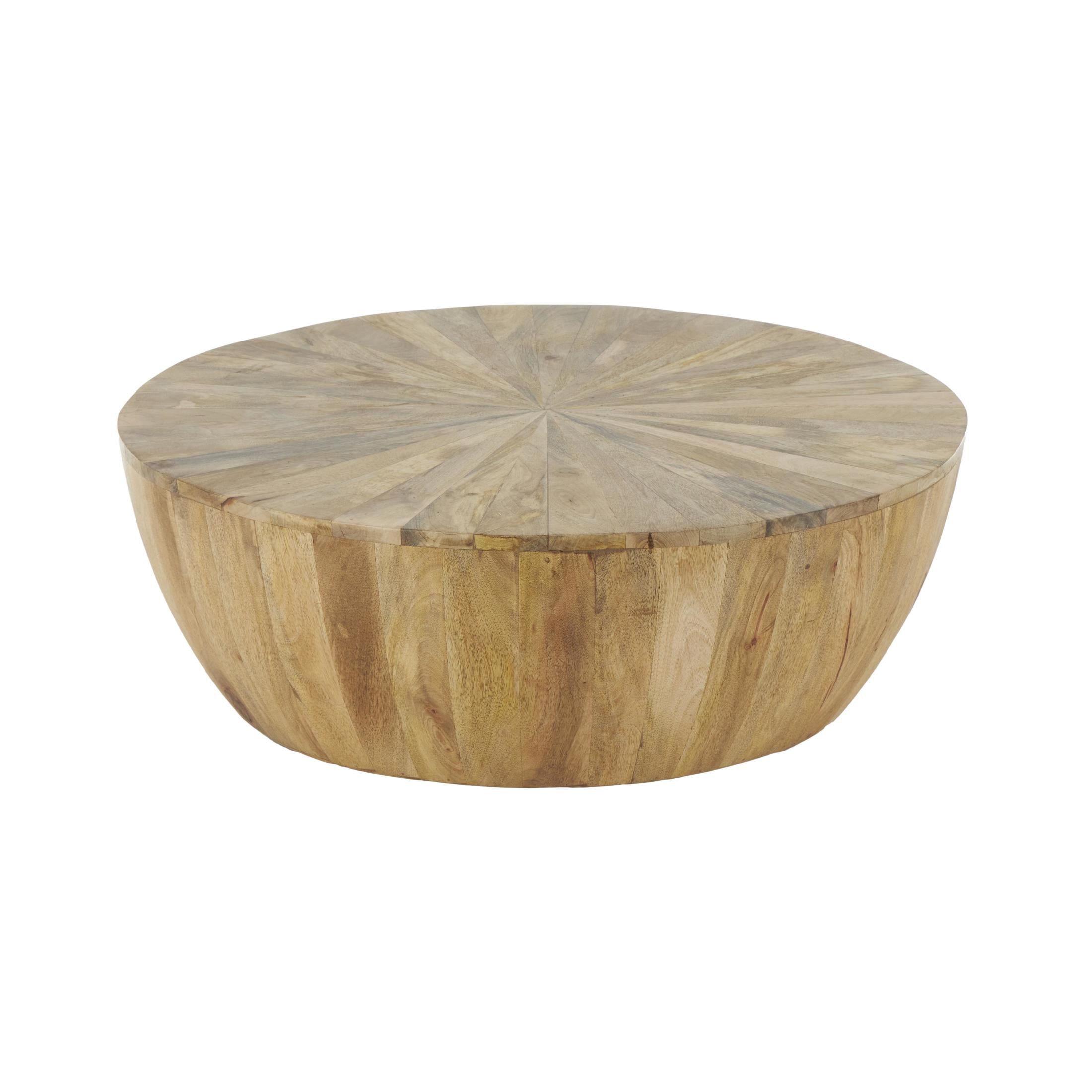 DecMode 36" x 13" Brown Mango Wood Handmade Round Coffee Table, 1-Piece