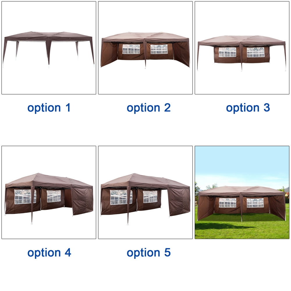 Kepooman 3 x 6m Instant Gazebo Tent, Right Angle Folding Shed with Two Windows, Practical Waterproof Folding Outdoor Canopy Shelter, Dark Coffee, Four Sides Kepooman 3 x 6m Instant Gazebo Tent, Right Angle Folding Shed with Two Windows, Practical Waterproof Folding Outdoor Canopy Shelter, Dark Coffee, Four Sides