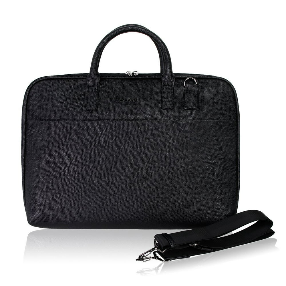 Arvok 13-14 Inch PU Leather Laptop Bag with Handle & Shoulder Strap