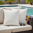 thumbnail image 4 of Cream Moire Outdoor Waterproof Pillow Covers, Water Ripple Stripe Farmhouse Decorative Square Throw Pillowcase Sofa Cushion Sham for Patio/Couch/Chair, 24"x24" 2 Pack, 4 of 8